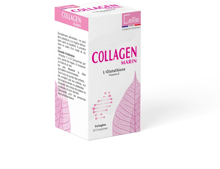 COLLAGEN MARIN — boîte de 60 comprimés, collagène marin, vitamine C et safran