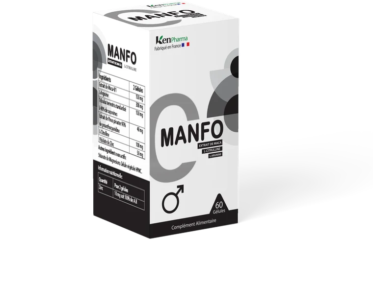 MANFO — boîte de 60 gélules, L-arginine, maca, tribulus et zinc